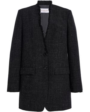 Michael Kors Frayed Wool-Linen Blazer - Black