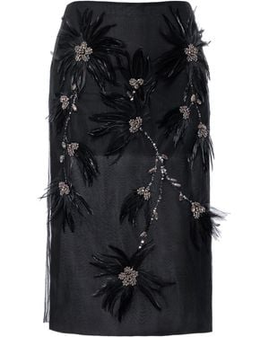 DES_PHEMMES Embellished Sheer Knee-Length Skirt - Black