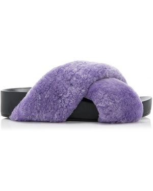 Jil Sander Shearling Sandals - Purple
