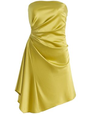 STAUD Adriana Draped Silk-Blend Mini Dress - Yellow