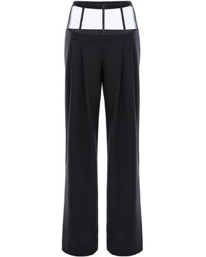 Aureliana Mesh-Panel Wool Pants - Black
