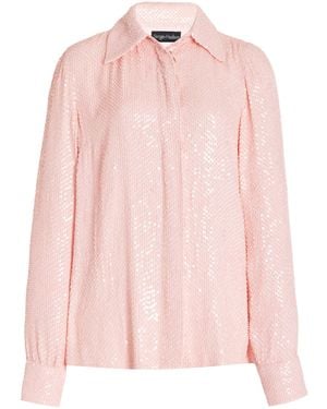 Sergio Hudson Hand-Embroidered Top - Pink