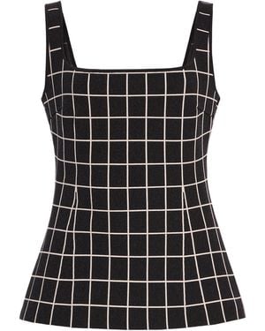 High Sport Inna Windowpane Cotton-Blend Knit Top - Black
