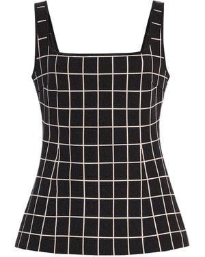 High Sport Inna Windowpane Cotton-Blend Knit Top - Black
