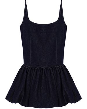 Zeynep Arcay Peplum Denim Top - Blue