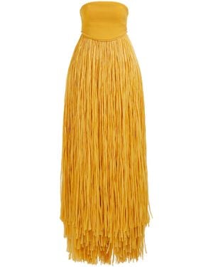 Aje. Florentia Raffia Fringe Maxi Dress - Orange