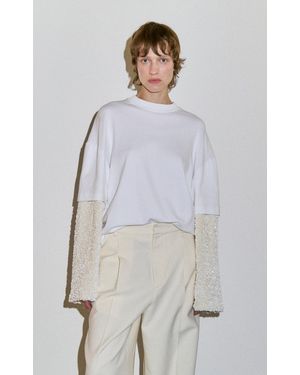 DARKPARK Troy Double-Sleeve Cotton Paillettes T-Shirt - Gray