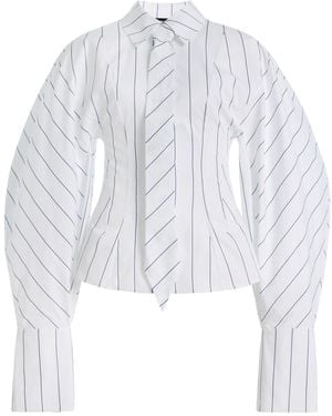 A.W.A.K.E. MODE Tie-Detailed Cotton Poplin Shirt - White