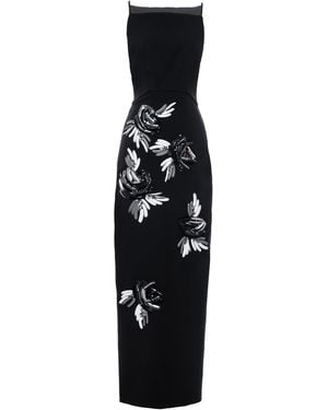 DES_PHEMMES Floral Bead-Embellished Maxi Dress - Black