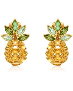 Oscar de la Renta Crystal Pineapple Earrings - Metallic