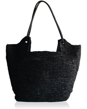 Bembien Amaya Raffia And Leather Tote - Black