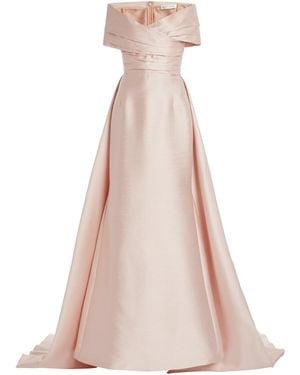 Zuhair Murad Cotton-Shantung Draped Maxi Dress - Pink