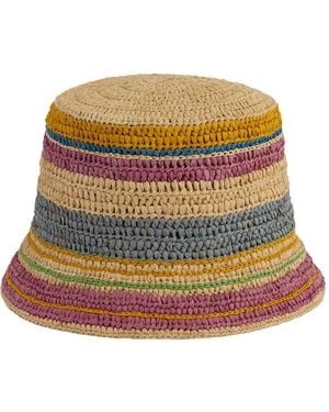Rabanne Striped Raffia Bob Hat - Brown