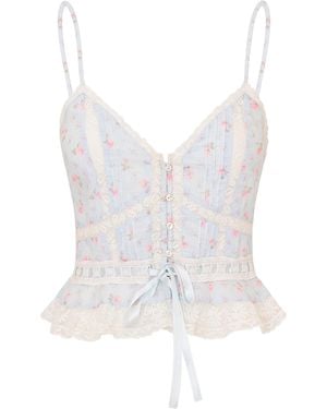 LoveShackFancy Avra Tie-Detailed Organic-Cotton Top - White