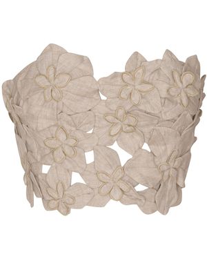 ANDRES OTALORA Poesia Embroidered Linen Crop Top - Natural