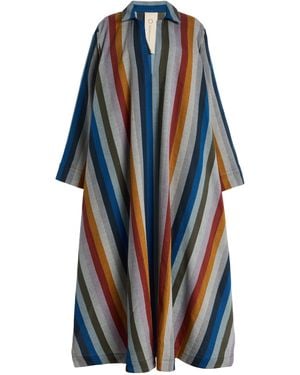 Marrakshi Life The Striped Cotton Caftan - Blue