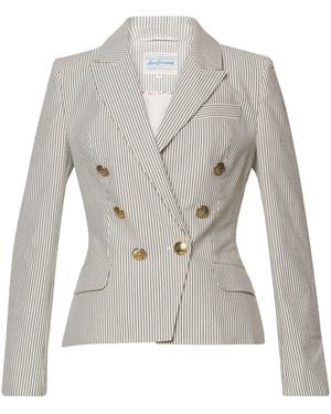 Lena Hoschek Capitano Striped Cotton Blazer - White