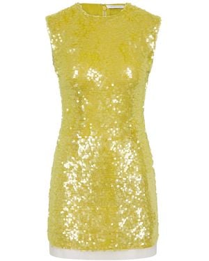 Rachel Gilbert Kaia Sequined Tulle Mini Dress - Yellow