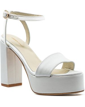 Andrea Gomez Becka Satin Platform Sandals - White