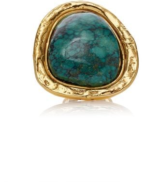 Sylvia Toledano Sterling Silver Gold Plated 18k Vermeil One-of-a-kind Turquoise Ring - Blue