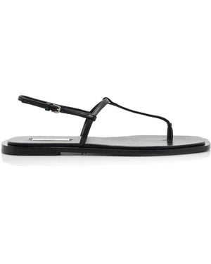 TOTEME T-Strap Leather Sandals - Black
