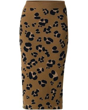 Monse Jacquard-Knit Cheetah-Print Cashmere Midi Skirt - Brown