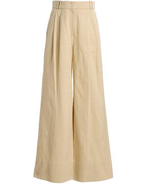 Another Tomorrow High-Rise Wide-Leg Trousers - Natural
