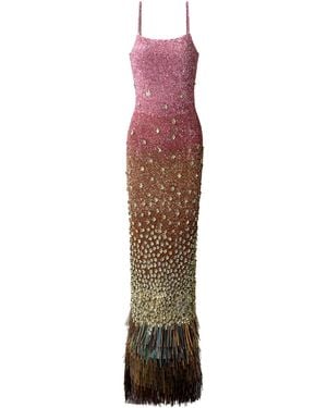 La Fuori Mirage Fringe Maxi Dress - Purple