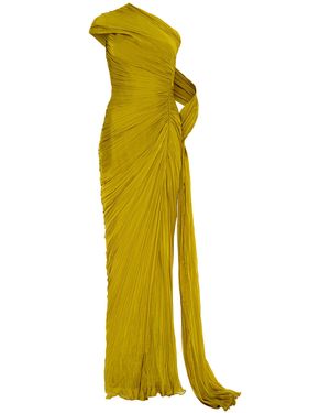 Marmar Halim Draped Silk Chiffon Gown - Yellow