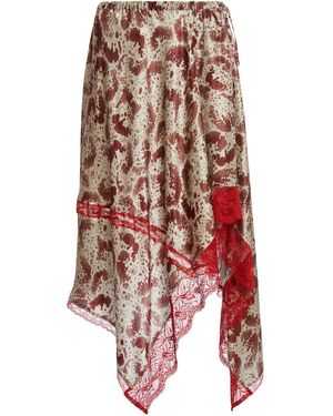 Dries Van Noten Orchid-Print Silk-Satin Midi Skirt - White