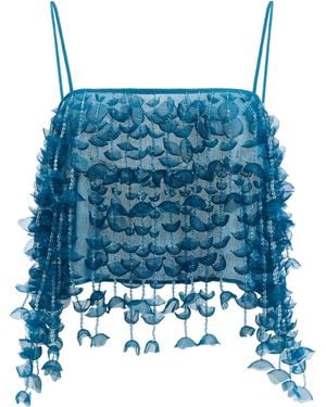 Aje. Lola Embellished Crop Top - Blue