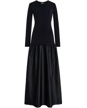 FFORME Catrin Flared Satin Dress - Black