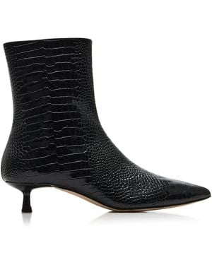 Frēda Salvador Lanna Croc-Effect Leather Boots - Black