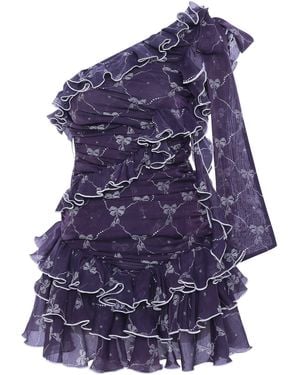 Siedres Frilla Ruffled Voile Mini Dress - Blue
