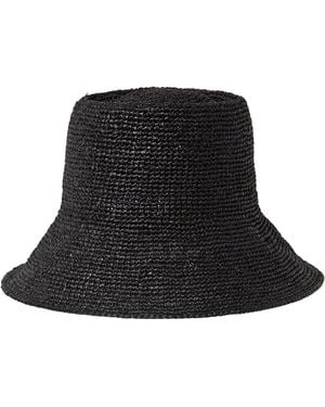 Janessa Leone Felix Handwoven Raffia Bucket Hat - Black