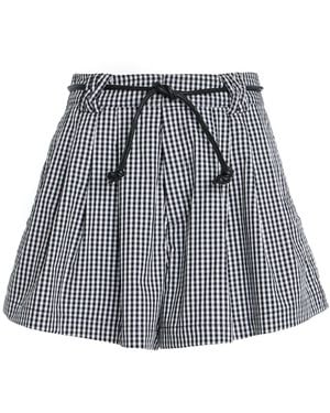 Sea Neci Belted Gingham Cotton Shorts - Grey