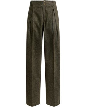 Etro Mid-Rise Wool-Blend Straight-Leg Trousers - Green