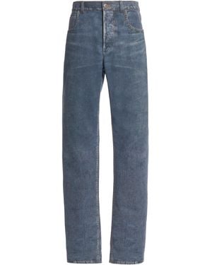 Bottega Veneta Denim-printed Leather Trousers - Blue