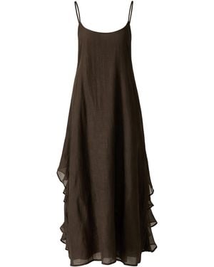 Chan Luu Cotton-Silk Bustle Midi Dress - Brown