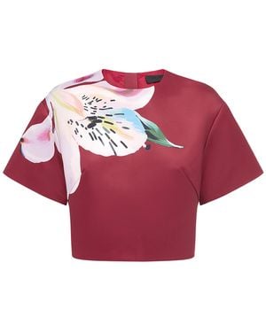 LEO LIN Indie Cropped Crepe T-Shirt - Red