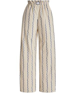 YAITTE Janiero Wave-Patterned Cotton Fil Coupé Pants - White
