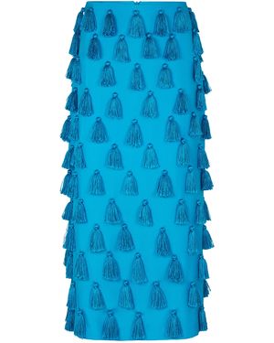 Heirlome Lila Tasselled Silk Maxi Skirt - Blue