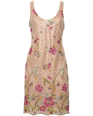 Loretta Caponi Madreperla Embroidered Mini Dress - Pink