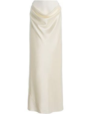 Heirlome Exclusive Cleo Draped Silk Maxi Skirt - White