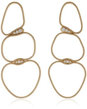 Fernando Jorge Fluid Medium 18k Yellow Gold Diamond Chain Earrings - White