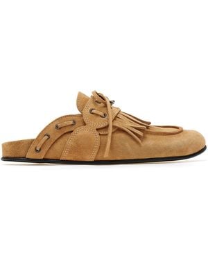 DI GAÏA Cheryl Fringed Suede Mules - Natural
