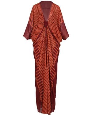 Johanna Ortiz Sensory Tapresty Silk Caftan Dress - Red