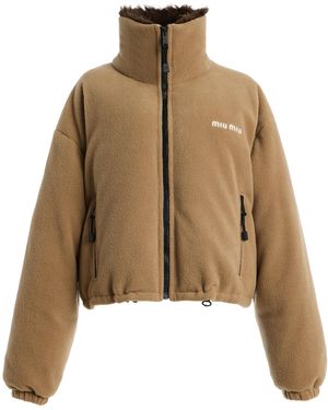 Miu Miu Fleece Puffer Jacket - Natural