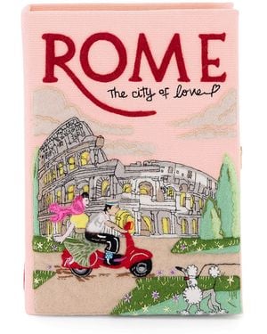 Olympia Le-Tan Rome; The City Of Love Velvet Clutch - Pink
