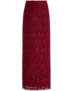 Carolina Herrera Lace Column Skirt - Red